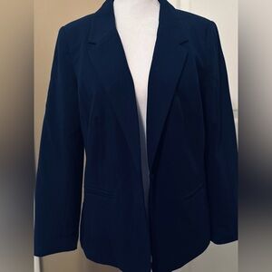 Kensie Navy Blue Blazer With Polka Dot Lining Size Medium
